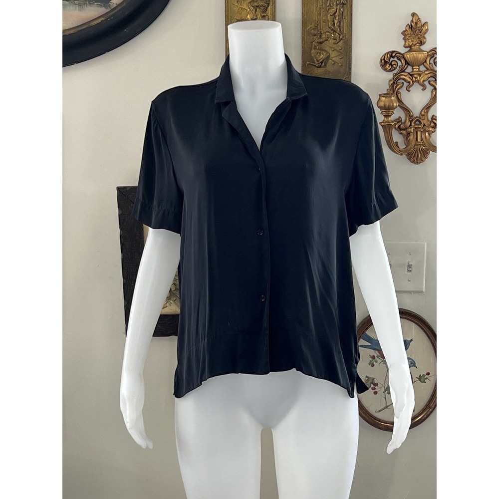 Quince Black Short-Sleeve Button-Up Shirt Size L